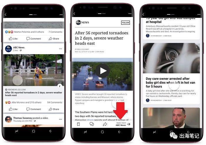 FB即时文章更新新的导航栏、更智能的CTA与广告位置以及Stories支持
