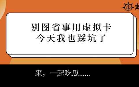 别图省事用虚拟卡，今天我也踩坑了